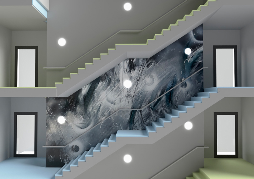 Entwurf für das Treppenhaus, frontal (Foto Heinrichs)